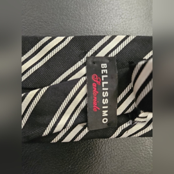 Bellisimo black and white  silk tie - Picture 4 of 5